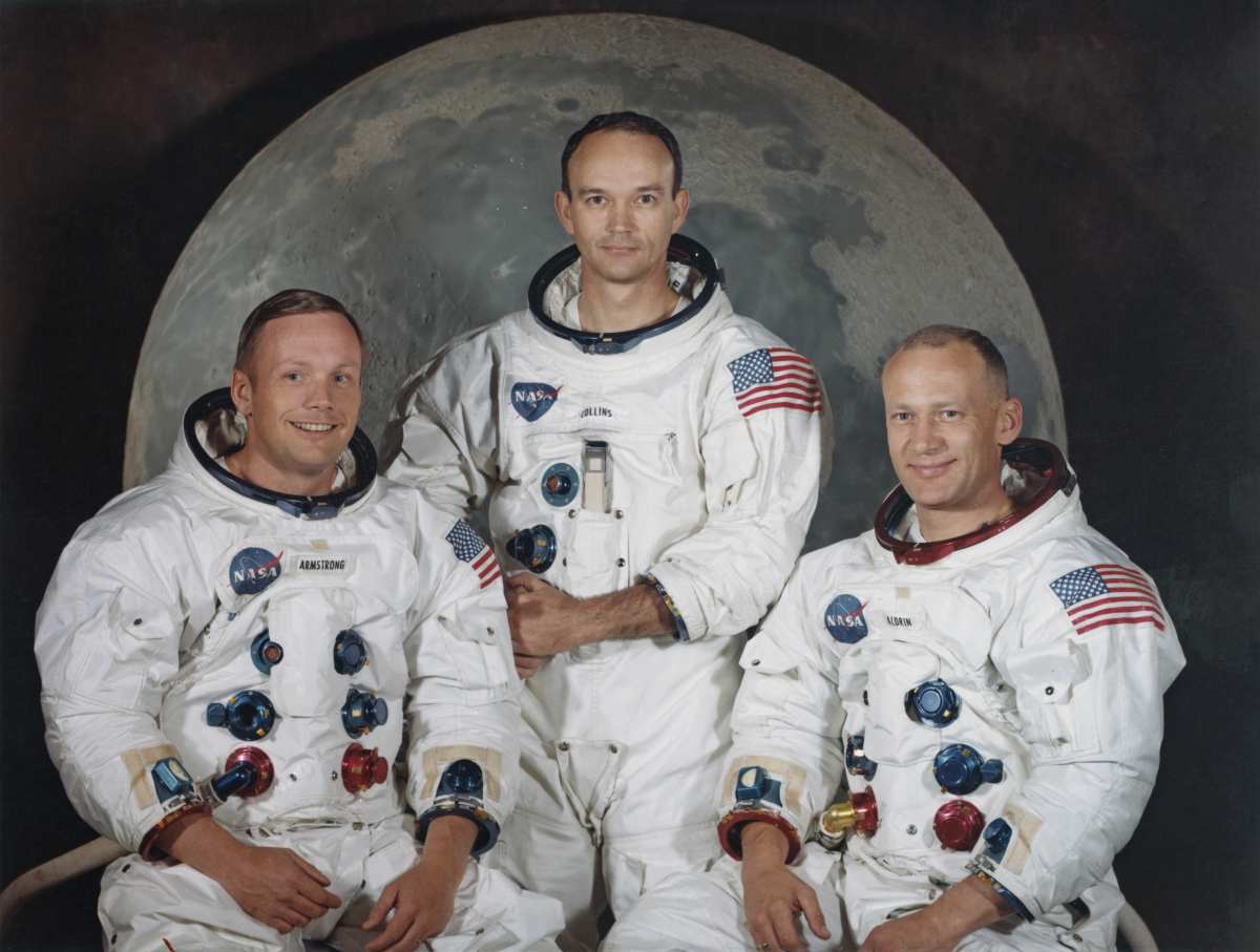 Image Source: The three crew members of NASA's Apollo 11 lunar landing mission. From left to right, Neil Armstrong, Michael Collins and Edwin 'Buzz' Aldrin Jr. (Photo by Space Frontiers/Getty Images)